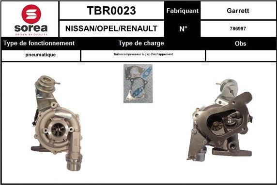 SNRA TBR0023 - Турбина, принудително пълнене с въздух vvparts.bg