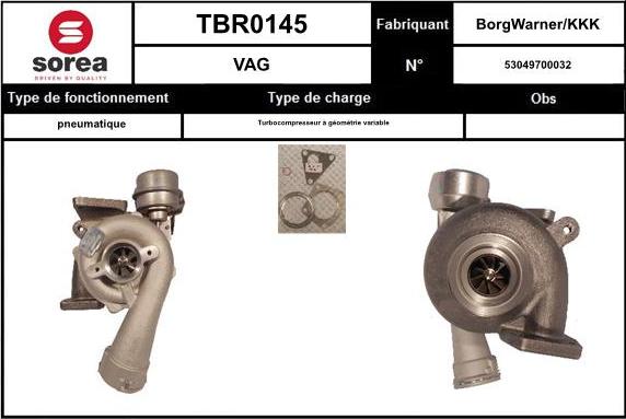 SNRA TBR0145 - Турбина, принудително пълнене с въздух vvparts.bg