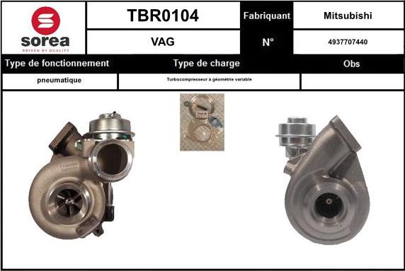 SNRA TBR0104 - Турбина, принудително пълнене с въздух vvparts.bg