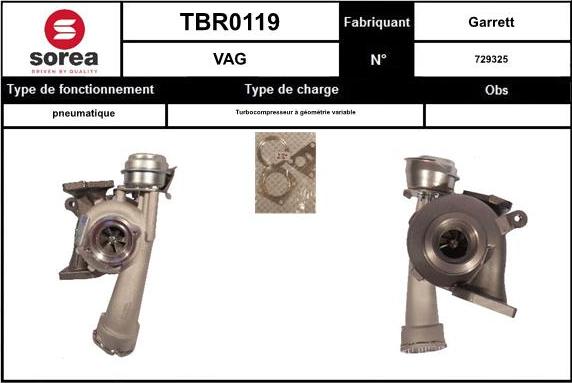 SNRA TBR0119 - Турбина, принудително пълнене с въздух vvparts.bg