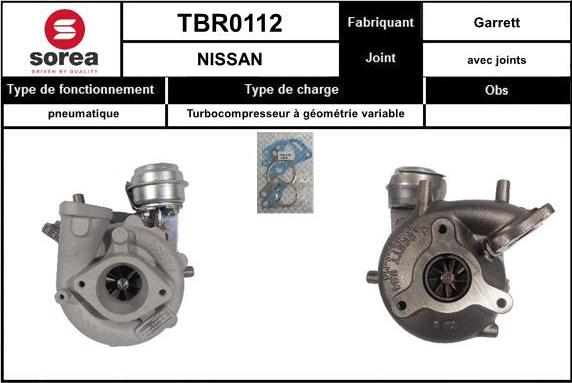 SNRA TBR0112 - Турбина, принудително пълнене с въздух vvparts.bg
