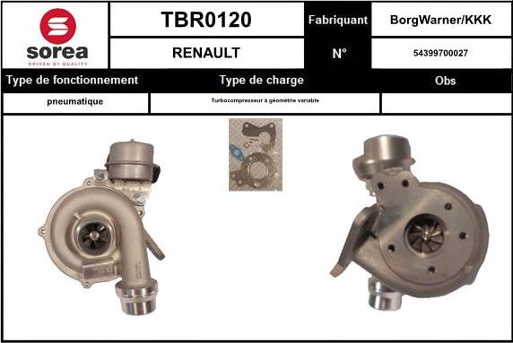 SNRA TBR0120 - Турбина, принудително пълнене с въздух vvparts.bg
