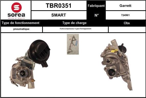 SNRA TBR0351 - Турбина, принудително пълнене с въздух vvparts.bg