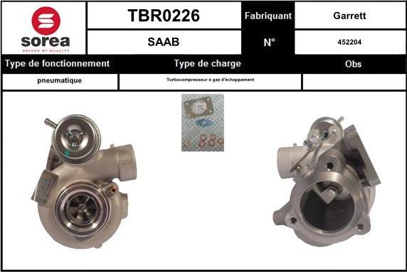 SNRA TBR0226 - Турбина, принудително пълнене с въздух vvparts.bg