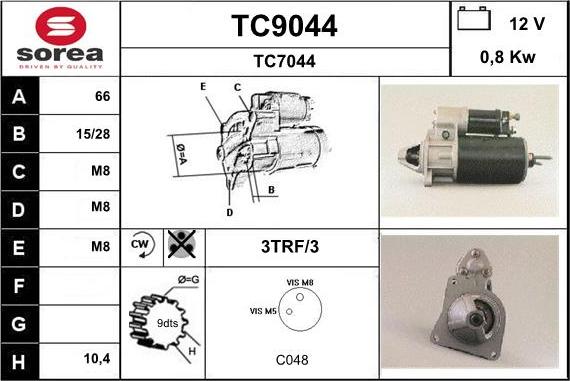 SNRA TC9044 - Стартер vvparts.bg