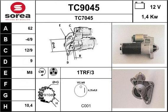 SNRA TC9045 - Стартер vvparts.bg