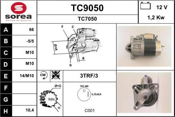 SNRA TC9050 - Стартер vvparts.bg