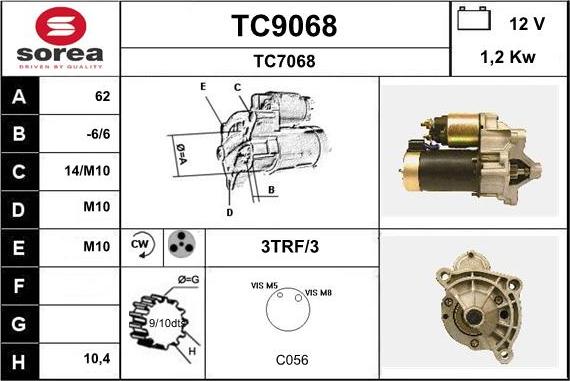 SNRA TC9068 - Стартер vvparts.bg