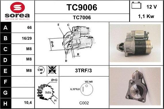 SNRA TC9006 - Стартер vvparts.bg