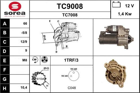 SNRA TC9008 - Стартер vvparts.bg