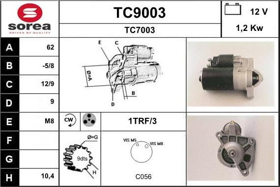 SNRA TC9003 - Стартер vvparts.bg