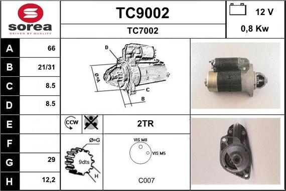 SNRA TC9002 - Стартер vvparts.bg