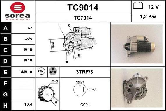 SNRA TC9014 - Стартер vvparts.bg