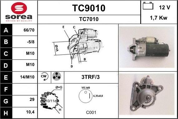 SNRA TC9010 - Стартер vvparts.bg