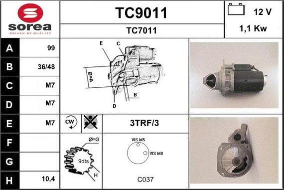 SNRA TC9011 - Стартер vvparts.bg