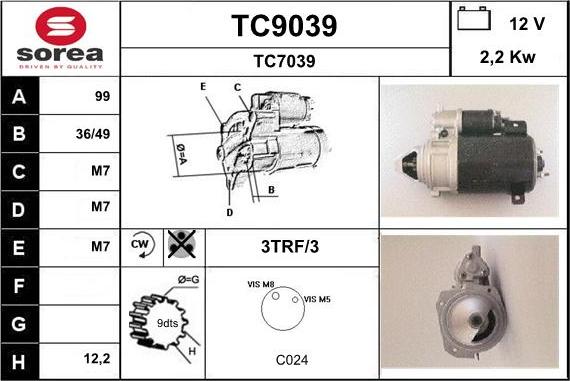 SNRA TC9039 - Стартер vvparts.bg