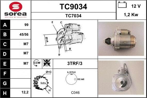 SNRA TC9034 - Стартер vvparts.bg