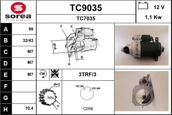 SNRA TC9035 - Стартер vvparts.bg