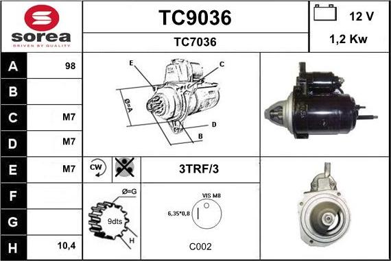 SNRA TC9036 - Стартер vvparts.bg