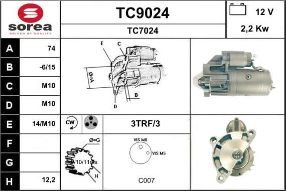 SNRA TC9024 - Стартер vvparts.bg