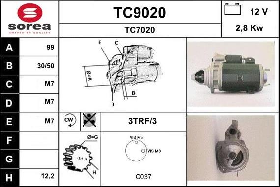 SNRA TC9020 - Стартер vvparts.bg