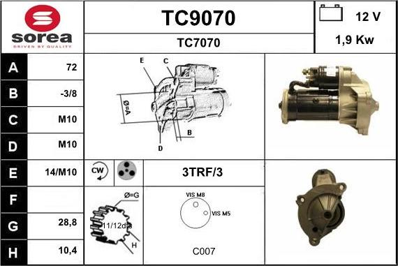 SNRA TC9070 - Стартер vvparts.bg