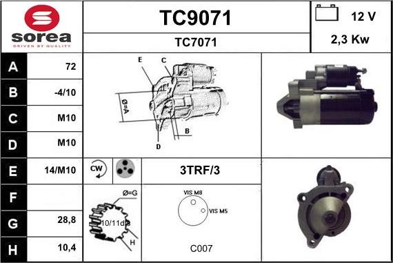 SNRA TC9071 - Стартер vvparts.bg