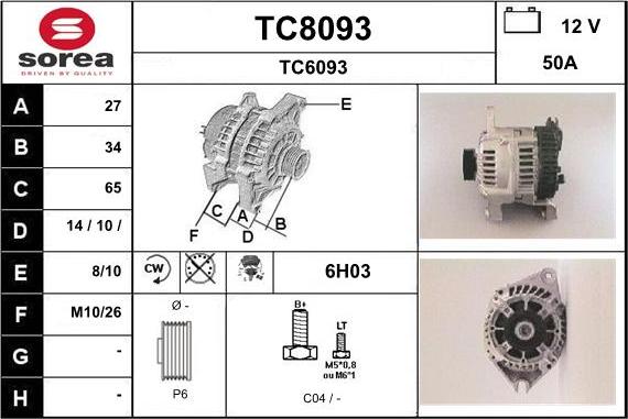 SNRA TC8093 - Генератор vvparts.bg