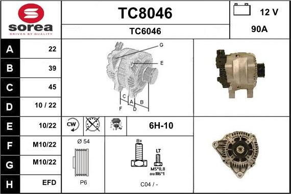 SNRA TC8046 - Генератор vvparts.bg