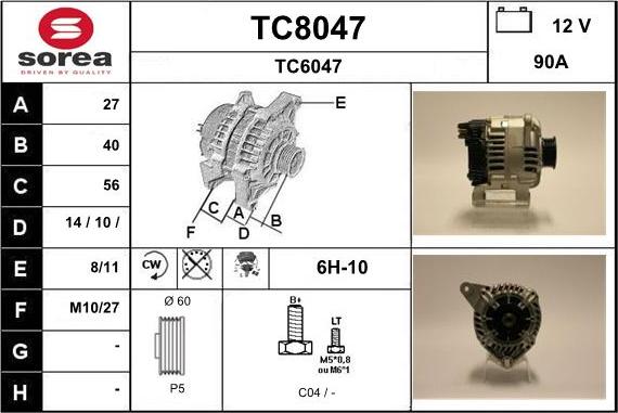 SNRA TC8047 - Генератор vvparts.bg