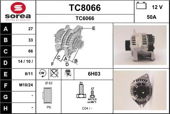 SNRA TC8066 - Генератор vvparts.bg