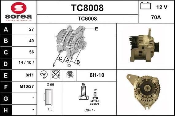 SNRA TC8008 - Генератор vvparts.bg