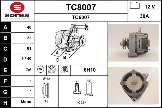 SNRA TC8007 - Генератор vvparts.bg