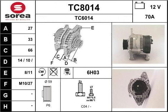 SNRA TC8014 - Генератор vvparts.bg