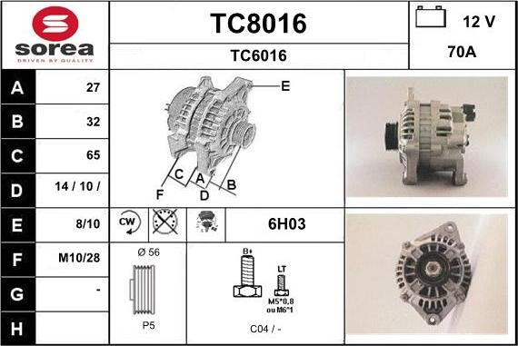 SNRA TC8016 - Генератор vvparts.bg