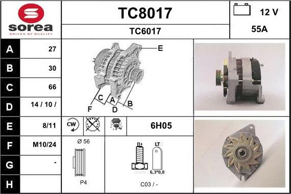 SNRA TC8017 - Генератор vvparts.bg