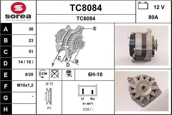 SNRA TC8084 - Генератор vvparts.bg