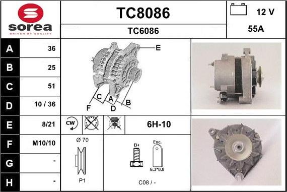 SNRA TC8086 - Генератор vvparts.bg