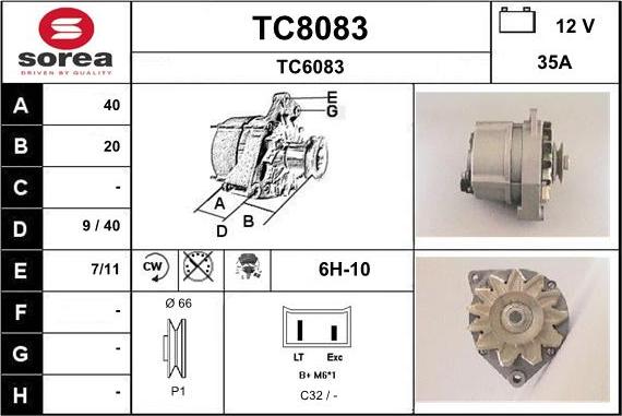 SNRA TC8083 - Генератор vvparts.bg