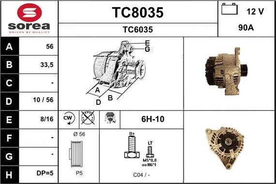 SNRA TC8035 - Генератор vvparts.bg