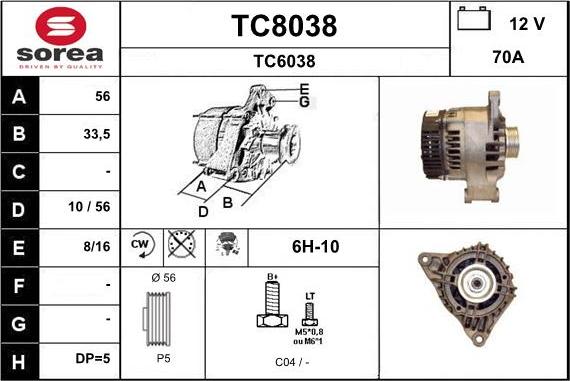 SNRA TC8038 - Генератор vvparts.bg