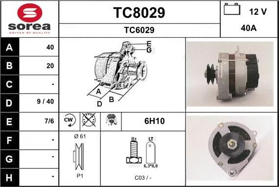 SNRA TC8029 - Генератор vvparts.bg