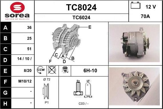 SNRA TC8024 - Генератор vvparts.bg