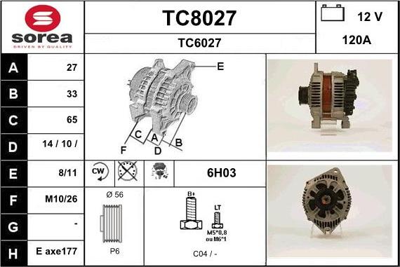 SNRA TC8027 - Генератор vvparts.bg