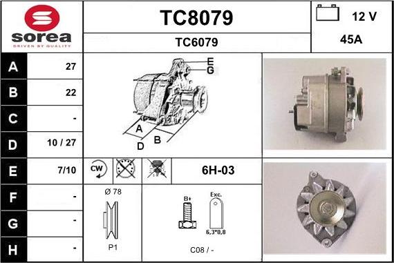 SNRA TC8079 - Генератор vvparts.bg