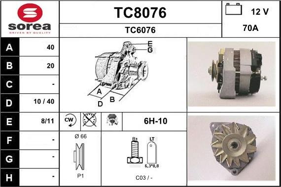 SNRA TC8076 - Генератор vvparts.bg