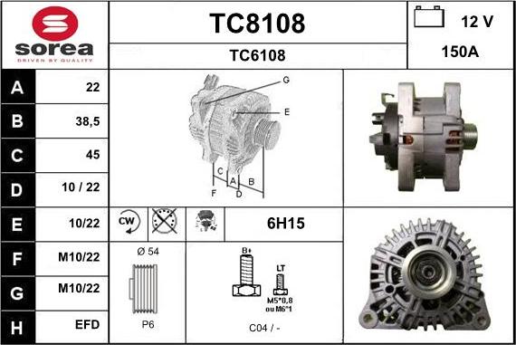 SNRA TC8108 - Генератор vvparts.bg