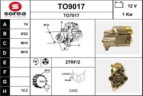 SNRA TO9017 - Стартер vvparts.bg