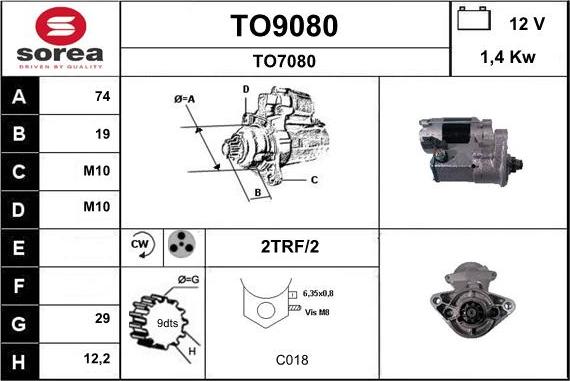 SNRA TO9080 - Стартер vvparts.bg