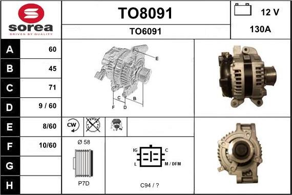 SNRA TO8091 - Генератор vvparts.bg